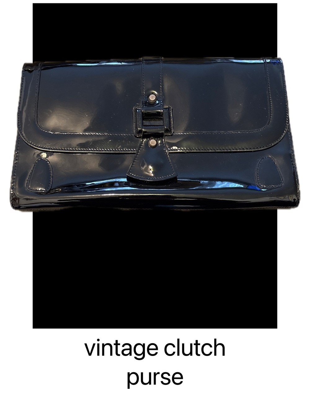 Rare Frederick (Paris) Vintage Glossy Black Patent Leather Clutch Purse